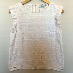 Vineyard Vines Eyelet Flutter Sleeve Top Medium / White